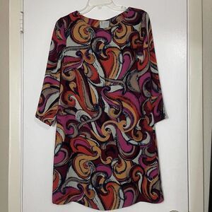 NWOT ANTHROPOLOGIE MAEVE Orange Brown Retro swirl shift dress size XS